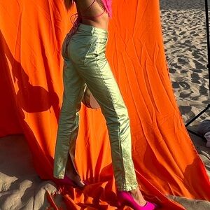 Metallic Green Pants